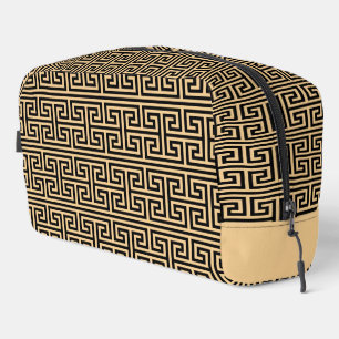 Greek Meander Key Square H Pattern Brown Dopp Kit
