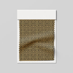 Greek Meander Key Square H Pattern Brown Fabric