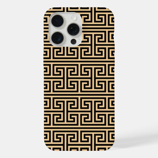 Greek Meander Key Square H Pattern Brown iPhone Case (Back)