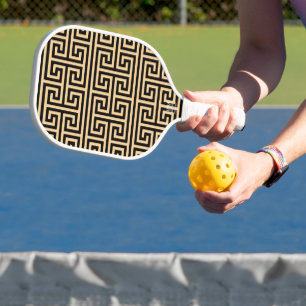 Greek Meander Key Square H Pattern Brown Pickleball Paddle