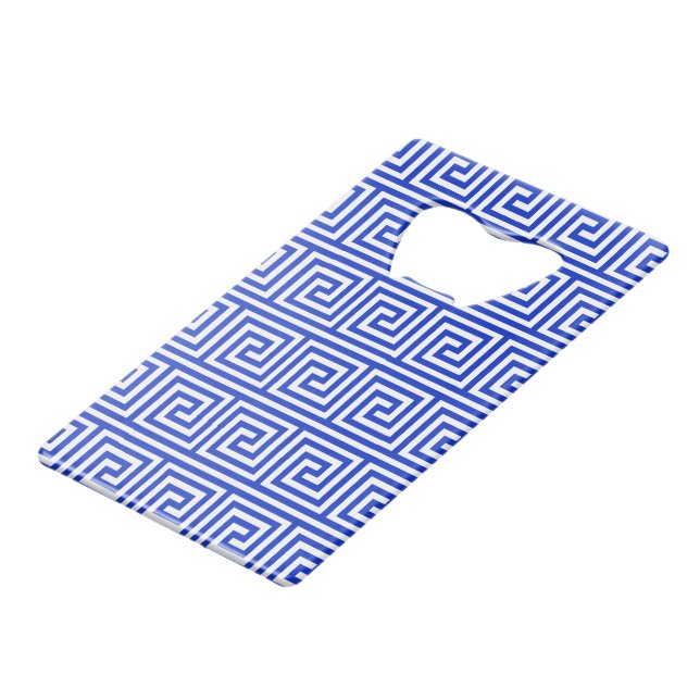 Greek Meander Key Squares Pattern Blue (Front Angled)