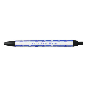 Greek Meander Key Squares Pattern Blue Black Ink Pen