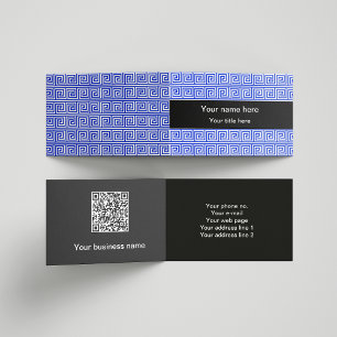 Greek Meander Key Squares Pattern Blue Business Card