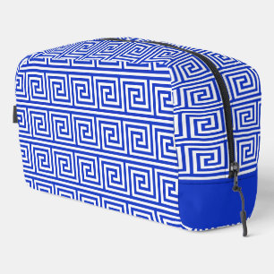 Greek Meander Key Squares Pattern Blue Dopp Kit