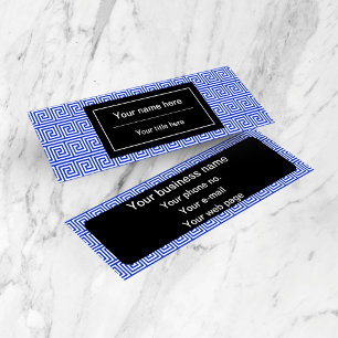 Greek Meander Key Squares Pattern Blue Mini Business Card