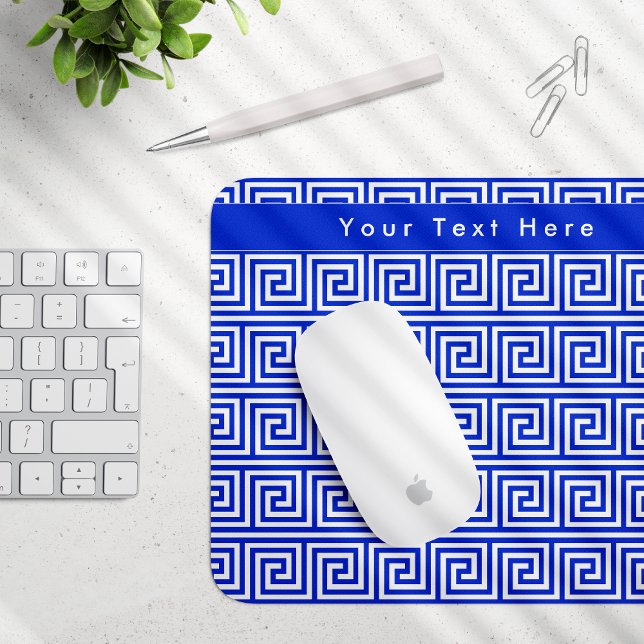Greek Meander Key Squares Pattern Blue Mouse Pad (Creator Uploaded)