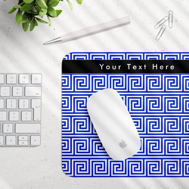 Greek Meander Key Squares Pattern Blue Mouse Pad (Creator Uploaded)