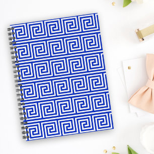 Greek Meander Key Squares Pattern Blue Planner