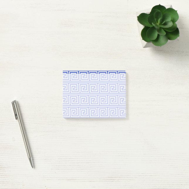 Greek Meander Key Squares Pattern Blue Post-it Notes (Office)
