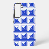 Greek Meander Key Squares Pattern Blue