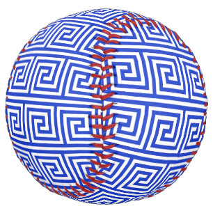 Greek Meander Key Squares Pattern Blue Softball