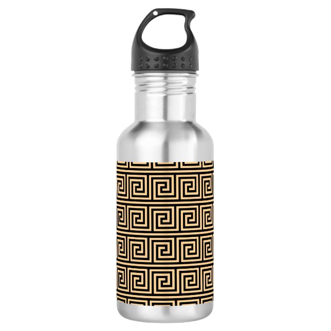 Greek Meander Key Squares Pattern Brown 532 Ml Water Bottle (Front)