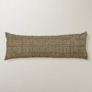 Greek Meander Key Squares Pattern Brown Body Cushion