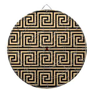 Greek Meander Key Squares Pattern Brown Dartboard