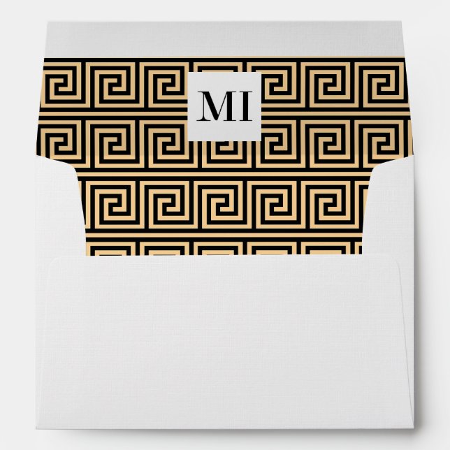 Greek Meander Key Squares Pattern Brown Envelope (Back (Bottom))