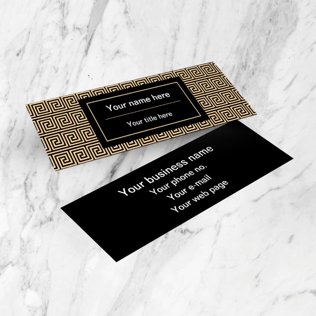 Greek Meander Key Squares Pattern Brown Mini Business Card (Creator Uploaded)
