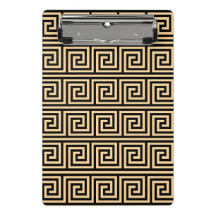 Greek Meander Key Squares Pattern Brown Mini Clipboard