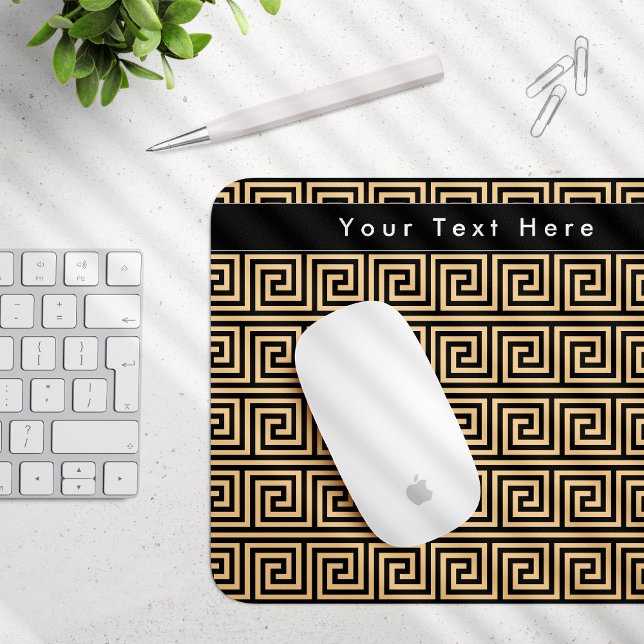 Greek Meander Key Squares Pattern Brown Mouse Pad (Creator Uploaded)