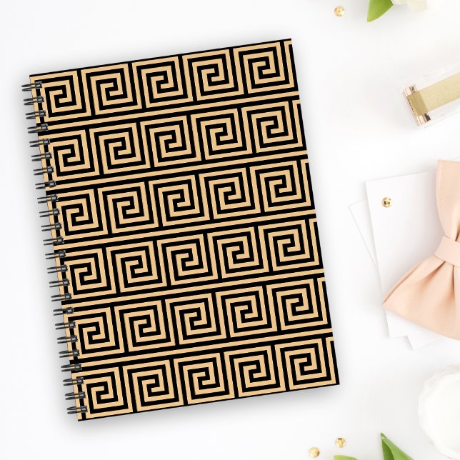 Greek Meander Key Squares Pattern Brown Notebook (Creator Uploaded)
