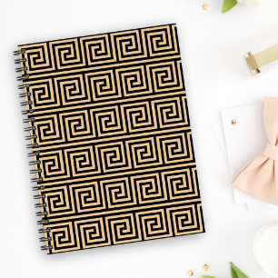 Greek Meander Key Squares Pattern Brown Planner