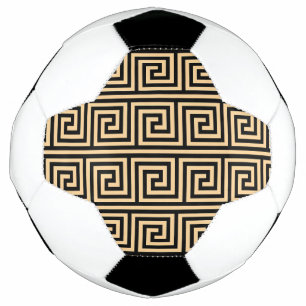 Greek Meander Key Squares Pattern Brown Soccer Ball