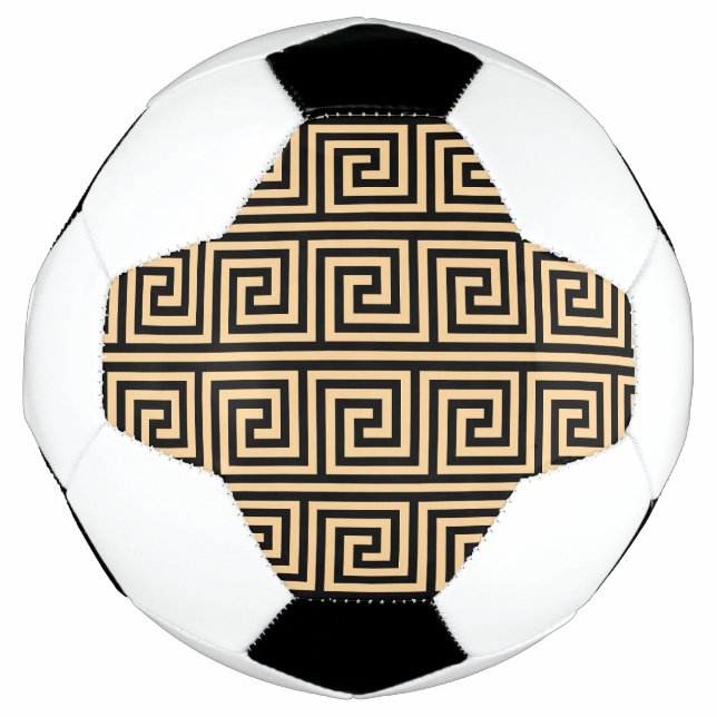Greek Meander Key Squares Pattern Brown Soccer Ball (Front)