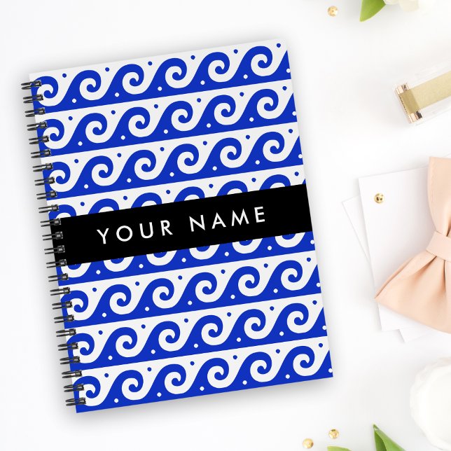 Greek Meander Key, Wave Key, Blue, Your Name Planner (Creator Uploaded)