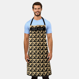 Greek Meander Key, Wave Key, Brown, Your Name Apron