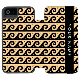 Greek Meander Key, Wave Key, Brown, Your Name Incipio Watson™ iPhone 5 Wallet Case