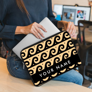 Greek Meander Key, Wave Key, Brown, Your Name Laptop Sleeve