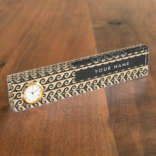 Greek Meander Key, Wave Key, Brown, Your Name Nameplate