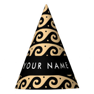 Greek Meander Key, Wave Key, Brown, Your Name Party Hat