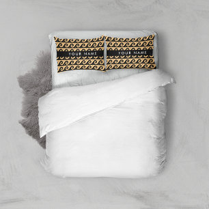 Greek Meander Key, Wave Key, Brown, Your Name Pillowcase
