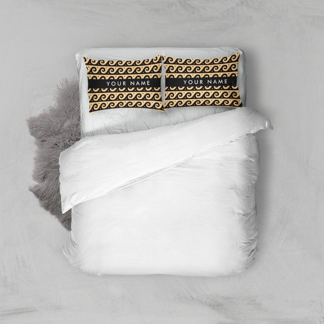 Greek Meander Key, Wave Key, Brown, Your Name Pillowcase (Creator Uploaded)