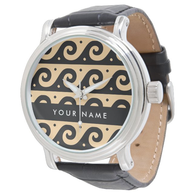 Greek Meander Key, Wave Key, Brown, Your Name Watch (Angled)