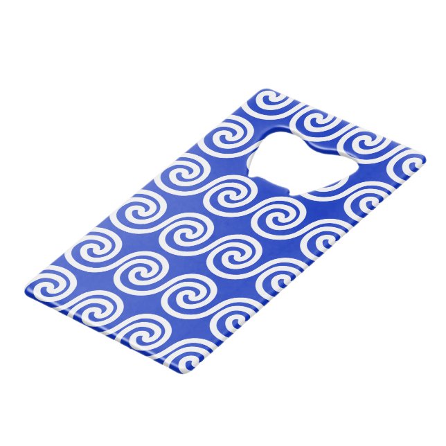 Greek Meander Key Waves Pattern Blue (Front Angled)
