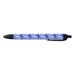 Greek Meander Key Waves Pattern Blue Black Ink Pen
