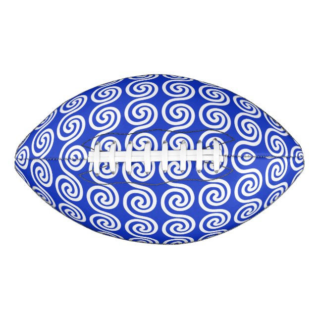 Greek Meander Key Waves Pattern Blue Football (Front)