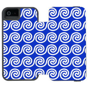 Greek Meander Key Waves Pattern Blue Incipio Watson™ iPhone 5 Wallet Case
