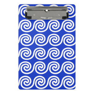 Greek Meander Key Waves Pattern Blue Mini Clipboard