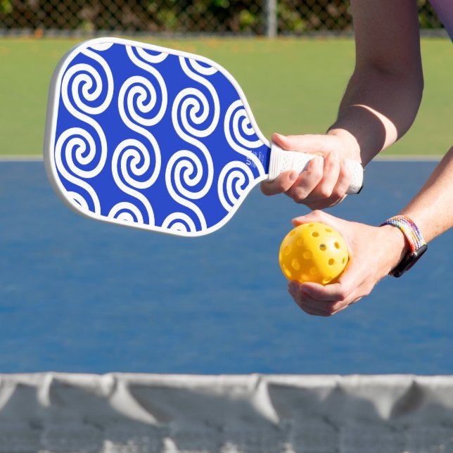 Greek Meander Key Waves Pattern Blue Pickleball Paddle (Insitu)