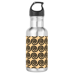 Greek Meander Key Waves Pattern Brown 532 Ml Water Bottle