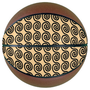 Greek Meander Key Waves Pattern Brown Basketball