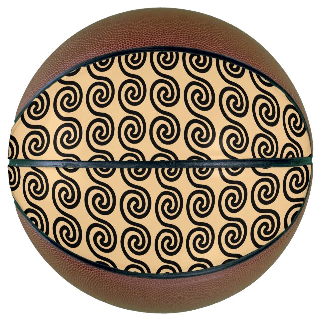 Greek Meander Key Waves Pattern Brown Basketball (Front)