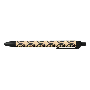 Greek Meander Key Waves Pattern Brown Black Ink Pen