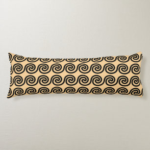 Greek Meander Key Waves Pattern Brown Body Cushion