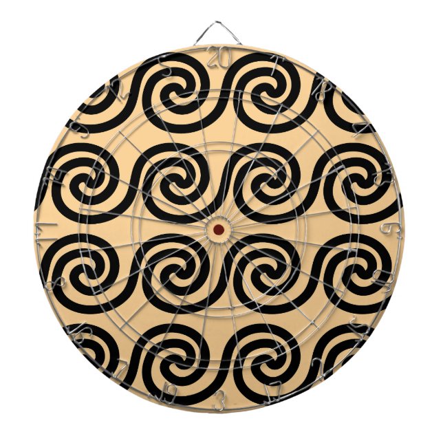 Greek Meander Key Waves Pattern Brown Dartboard (Front)