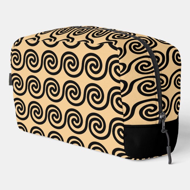Greek Meander Key Waves Pattern Brown Dopp Kit (Right Corner)