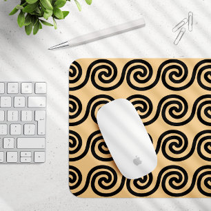 Greek Meander Key Waves Pattern Brown Mouse Pad