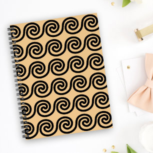 Greek Meander Key Waves Pattern Brown Planner
